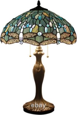 Tiffany Lamp Sea Blue Stained Glass Bedside Table Lamp Dragonfly Style Desk Read
