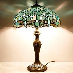 Tiffany Lamp Sea Blue Stained Glass Bedside Table Lamp Dragonfly Style Desk Read