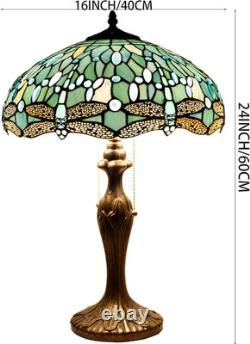 Tiffany Lamp Sea Blue Stained Glass Bedside Table Lamp Dragonfly Style Desk Read