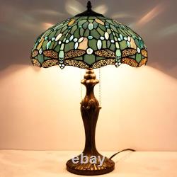 Tiffany Lamp Sea Blue Stained Glass Bedside Table Lamp Dragonfly Style Desk Read
