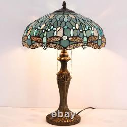 Tiffany Lamp Sea Blue Stained Glass Bedside Table Lamp Dragonfly Style Desk Read