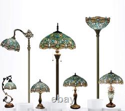 Tiffany Lamp Sea Blue Stained Glass Bedside Table Lamp Dragonfly Style Desk Read