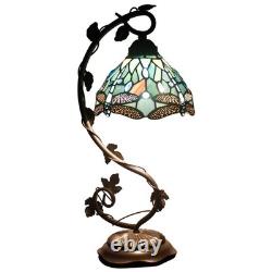 Tiffany Lamp Sea Blue Stained Glass Dragonfly Style Desk Reading Light, Metal