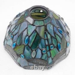 Tiffany Lamp Sea Blue Stained Glass Dragonfly Style Desk Reading Light, Metal