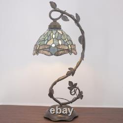 Tiffany Lamp Sea Blue Stained Glass Dragonfly Style Desk Reading Light, Metal