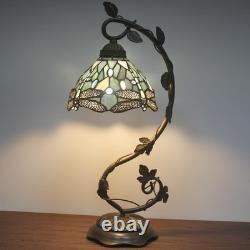 Tiffany Lamp Sea Blue Stained Glass Dragonfly Style Desk Reading Light, Metal