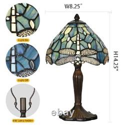 Tiffany Lamp Sea Blue Stained Glass Dragonfly Style Desk Reading Light for Sm