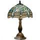 Tiffany Lamp Sea Blue Stained Glass And Crystal Bead Dragonfly Style Table