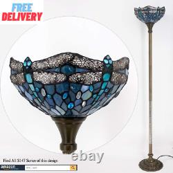 Tiffany Lamp Shade Replacement 12X6 Inch Sea Blue Stained Glass Dragonfly Lampsh