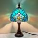 Tiffany Lamp Small Stained Glass Table Lamp Cyan Green Accent Light