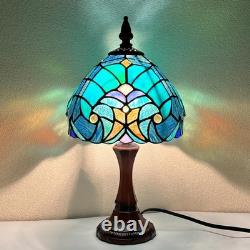 Tiffany Lamp Small Stained Glass Table Lamp Cyan Green Accent Light
