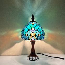 Tiffany Lamp Small Stained Glass Table Lamp Cyan Green Accent Light