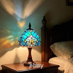Tiffany Lamp Small Stained Glass Table Lamp Cyan Green Accent Light