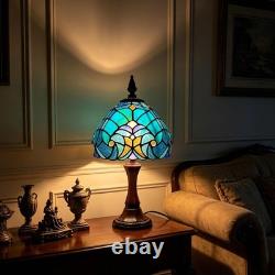 Tiffany Lamp Small Stained Glass Table Lamp Cyan Green Accent Light
