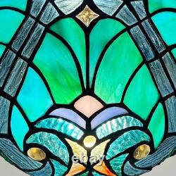 Tiffany Lamp Small Stained Glass Table Lamp Cyan Green Accent Light