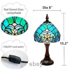 Tiffany Lamp Small Stained Glass Table Lamp Cyan Green Accent Light