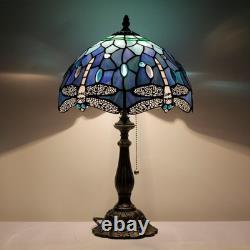 Tiffany Lamp Stained Glass Blue Dragonfly Style Table Lamp Desk Reading Light 12