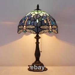 Tiffany Lamp Stained Glass Blue Dragonfly Style Table Lamp Desk Reading Light 12