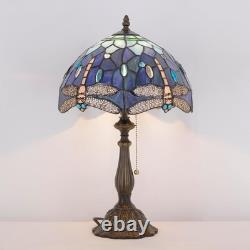 Tiffany Lamp Stained Glass Blue Dragonfly Style Table Lamp Desk Reading Light 12