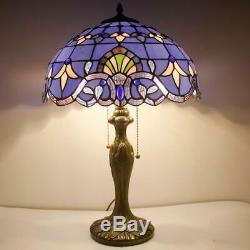 Tiffany Lamp Stained Glass Desk Lamps 24 Inch Tall Blue Purple Baroque Lavender