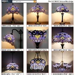 Tiffany Lamp Stained Glass Desk Lamps 24 Inch Tall Blue Purple Baroque Lavender