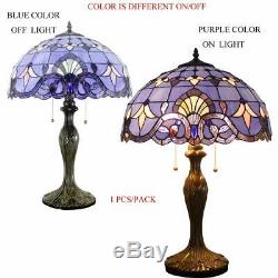 Tiffany Lamp Stained Glass Desk Lamps 24 Inch Tall Blue Purple Baroque Lavender