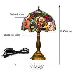 Tiffany Lamp Stained Glass Floral Table Lamp Desk Bedside Reading Light, 30cm W