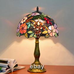 Tiffany Lamp Stained Glass Floral Table Lamp Desk Bedside Reading Light, 30cm W