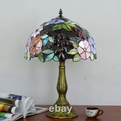 Tiffany Lamp Stained Glass Floral Table Lamp Desk Bedside Reading Light, 30cm W