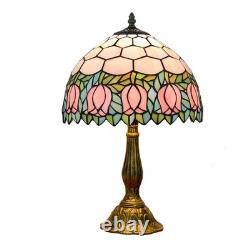 Tiffany Lamp Stained Glass Lamp Pink Tulip Bedroom Table lamp Reading Desk Li