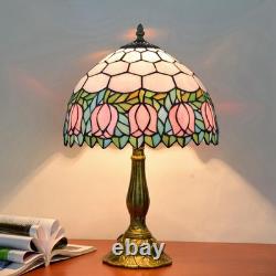 Tiffany Lamp Stained Glass Lamp Pink Tulip Bedroom Table lamp Reading Desk Li