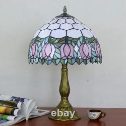 Tiffany Lamp Stained Glass Lamp Pink Tulip Bedroom Table lamp Reading Desk Li