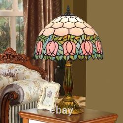 Tiffany Lamp Stained Glass Lamp Pink Tulip Bedroom Table lamp Reading Desk Li