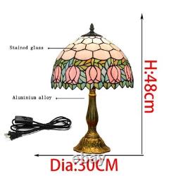 Tiffany Lamp Stained Glass Lamp Pink Tulip Bedroom Table lamp Reading Desk Li