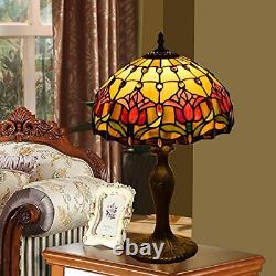 Tiffany Lamp Stained Glass Lamp Red Tulip Bedroom Table Lamp Reading Desk Light