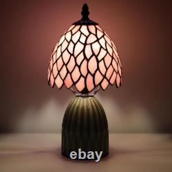 Tiffany Lamp Stained Glass Mushroom Table Lamps 6X6X12.5 Inch Pink Leaf Style Sm