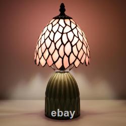 Tiffany Lamp Stained Glass Mushroom Table Lamps 6X6X12.5 Inch Pink Leaf Style Sm