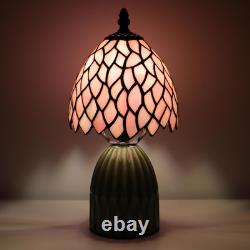 Tiffany Lamp Stained Glass Mushroom Table Lamps 6X6X12.5 Inch Pink Leaf Style Sm