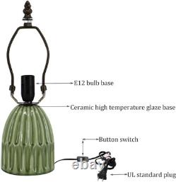 Tiffany Lamp Stained Glass Mushroom Table Lamps, 6X6X12.5 Inch Pink Peacock Tail