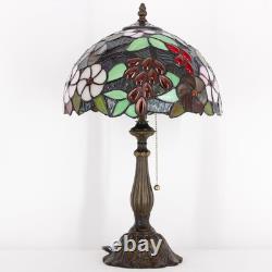 Tiffany Lamp Stained Glass Purple Grape Style Table Lamp Desk Reading Light 12X1