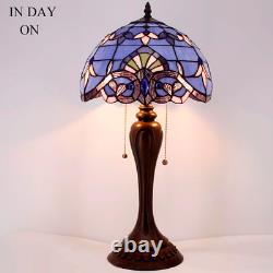 Tiffany Lamp Stained Glass Table Bedside Lamp 12X12X22 Inches Blue Purple Baroqu