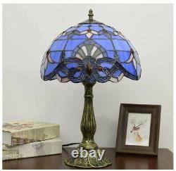 Tiffany Lamp Stained Glass Table Bedside Lamp Blue Purple Baroque Style Lavender