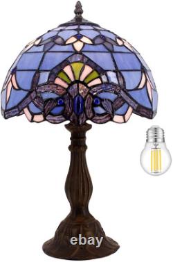 Tiffany Lamp Stained Glass Table Lamp 12X12X18 Inches Blue Purple