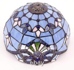 Tiffany Lamp Stained Glass Table Lamp 12X12X18 Inches Blue Purple