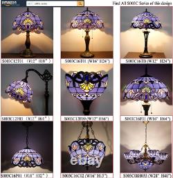 Tiffany Lamp Stained Glass Table Lamp 12X12X18 Inches Blue Purple