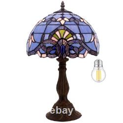Tiffany Lamp Stained Glass Table Lamp 12X12X18 Inches Blue Purple Baroque Sty