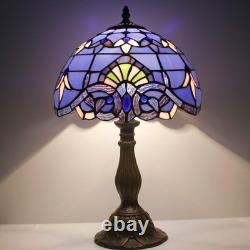 Tiffany Lamp Stained Glass Table Lamp 12X12X18 Inches Blue Purple Baroque Sty