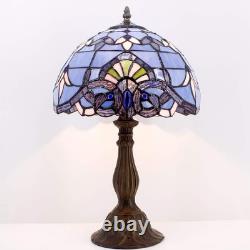 Tiffany Lamp Stained Glass Table Lamp 12X12X18 Inches Blue Purple Baroque Sty