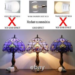 Tiffany Lamp Stained Glass Table Lamp 12X12X18 Inches Blue Purple Baroque Sty