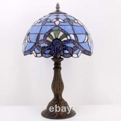 Tiffany Lamp Stained Glass Table Lamp 12X12X18 Inches Blue Purple Baroque Sty